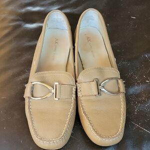 Anne Klein Beige Leather Loafers